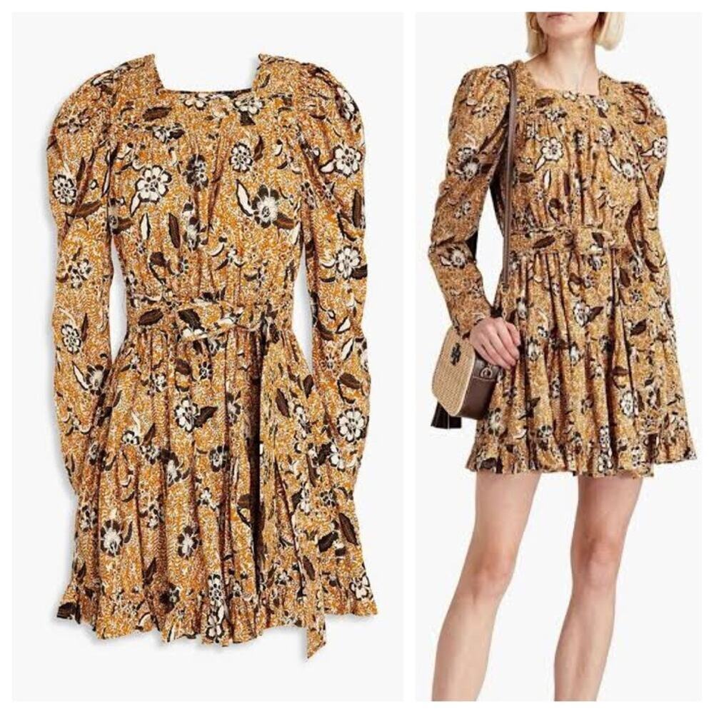 Ulla Johnson Nailah Dress Amber Floral Cotton Blend Long Sleeve Bohemian 8